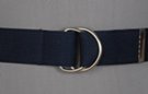 1-1/2" wide burnished D-ring web belt, navy blue with nickel polish D-rings and tab