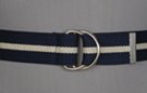 D-ring belt, navy blue with white stripe
