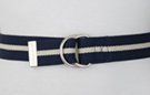 D-ring belt, navy blue with white stripe