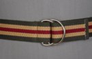 D-ring belt, olive, red, yellow striped