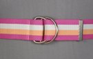 D-ring belt, quad-striped with pink orange and white