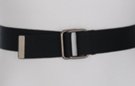 black web belt with square antique silver D-rings and tab