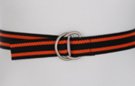 black and orange stripe D-ring canvas belt