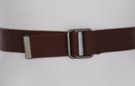 dark brown web belt with square antique silver D-rings and tab