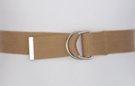 medium khaki web belt with nickel polish D-rings and tab