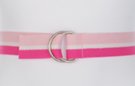 D-ring web belt, two-tone pink with white center band