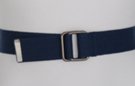navy blue web belt with square antique silver D-rings and tab