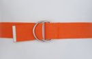 orange cotton D-ring web belt with nickel polish rings and tab