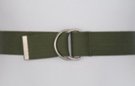 olive green cotton canvas belt with nickel polish D-rings