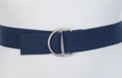navy blue cotton canvas belt with nickel polish D-rings