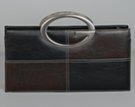 black and coffee double "G" handle hardside dress purse