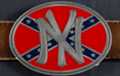 "NY" rebel flag oval enameled pewter belt buckle