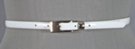 3/5" glossy white leather dress belt, rectangular nickel polish buckle and retainer