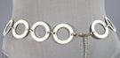 white chain belt made of 31 inches of nearly 2" enameled ring links and 10 inches of chain
