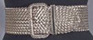 pewter 3" super wide, extra long pleather basket weave braid belt with braided buckle