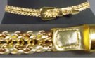 1/2" belt with gold chain center interwoven with gold and copper pleather braid