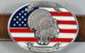 oval belt buckle, game turkey over USA flag