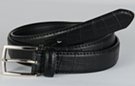 1-1/8" black leather croco embossed dress belt with nickel polish buckle