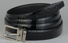 black alligator embossed dress belt with nickel polish buckle