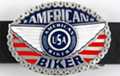 medallion, wings and chain American Biker oval belt buckle