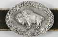 oval pewter belt buckle of buffalo nickel bison
