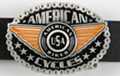 American Cycles medallion, wings and stars biker belt buckle