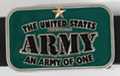 green enameled rectangular US Army belt buckle