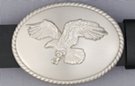 oval brushed chrome eagle belt buckle