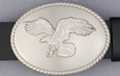 oval brushed chrome eagle belt buckle