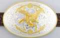 golden eagle with talons oval western belt buckle