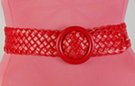 red basket weave braided vinyl cinch belt