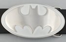 oval bat silhouette white enameled belt buckle