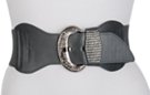 gray high waist stretch belt with studded big Oh buckle