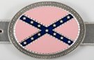 oval pink, blue and pewter rebel flag belt buckle