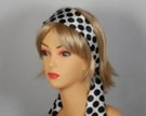 big black polka dot and white headscarf attached to plastic headband