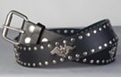 eagle leather biker belt, nickel polish rivets and buckle