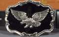 4" buckle, chrome eagle on black enamel