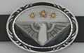 gold star germanic eagle on black enamel belt buckle