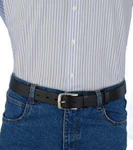 1-1/2 in. US Steer Hide Harness Leather Men's Belt w/ Antq. Nickel Roller  Buckle- Black 