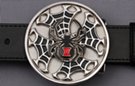 spinner belt buckle; black widow spider and web