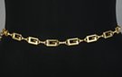 gold chain belt made of retangular G's and singleton G at tip