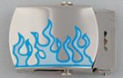 blue flames steel military-style buckle