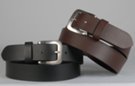 pair of oil-tanned genuine leather basic jean belt with smooth finish and pewter buckle