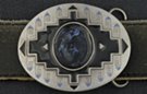 native American design concho pewter belt buckle