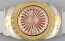 copper, brass and chrome BMW spinner belt buckle