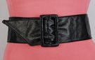 black quilted vinyl cinch belt with box buckle