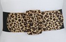 leopard wide fashion stretch waist belt with tall rectangular buckle
