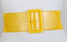 yellow wide fashion stretch waist belt with tall rectangular buckle