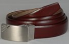 burgandy box leather dress belt with brushed chrome buckle