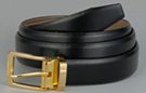 black box leather dress belt with gold polish buckle
